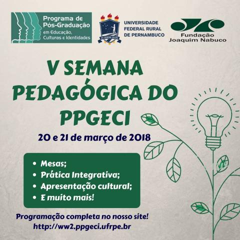 PROGRAMAÇÃO DA V SEMANA PEDAGÓGICA DO PPGECI